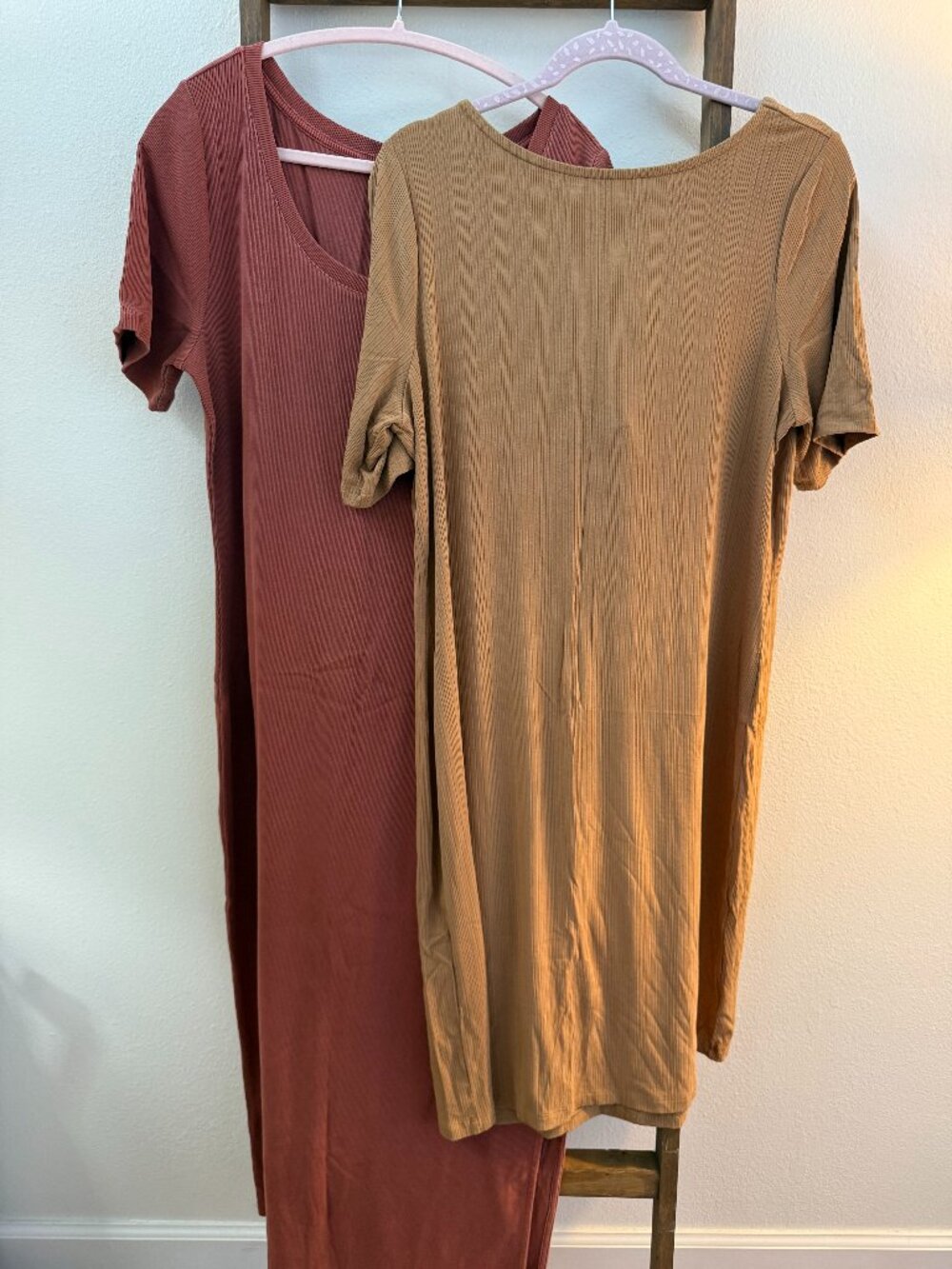 Fall Colored Fitted Dresses Knee Length and Long - XL Size Tight Ribbed Texture